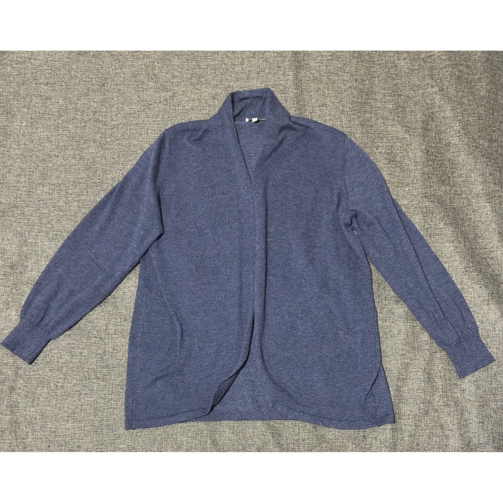 Ella Moss Womens XL Cardigan Sweater Blue Open Front Long Sleeve Knit
